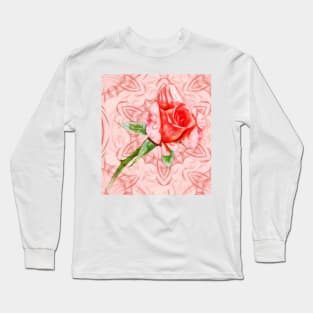 Pink rose on elegant kaleidoscope Long Sleeve T-Shirt